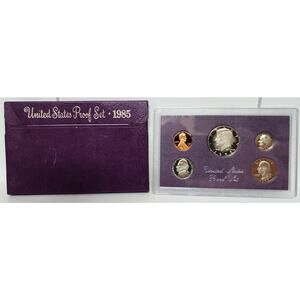 1985‑S U.S. Mint Proof Set • 5‑Coin Clad • Original Box • Brilliant Deep Proofs
